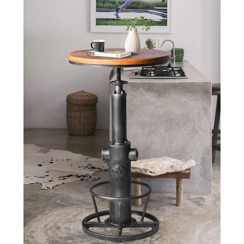 Topower Industrial Bar Table 38.58-48.43" Adjustable Pub Table Kitchen Dining