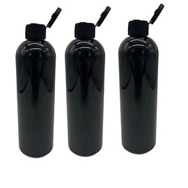 Natural Farms 12 oz Black Cosmo BPA FREE Bottles - 3 Pack Empty Refillable Containers - Essential Oils - Aromatherapy | Black Snap cap - Made in the USA