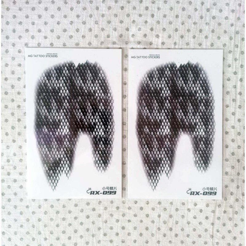 Set of 2 Snake Scale Tattoo Stickers, Black Temporary Fake