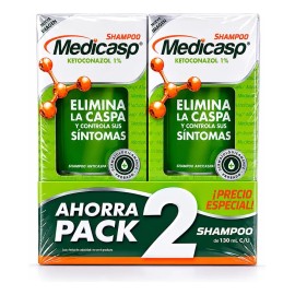 Pack x2 Medicasp Shampoo Anti-Caspa con Ketokonazol 1%. Contiene 2 botellas de 130ml.