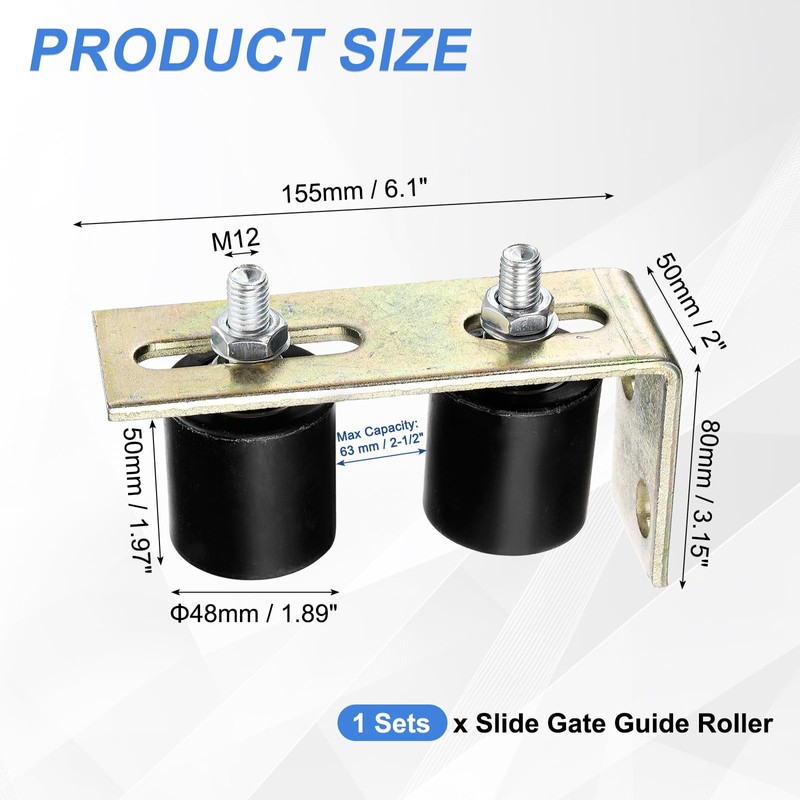 sourcing map 2Pcs Slide Gate Guide Roller, 2" Nylon Rollers