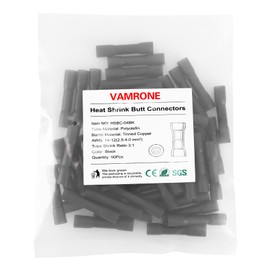 ([14-12 AWG] x 50) - Heat Shrink Butt Connectors, 50Pcs 14-12 AWG Black Insulated Waterproof Electrical Wire Connectors Automotive Marine Grade Wire Crimp Terminals Butt Splices, Ideal for Boat, Truck, Stereo - Black