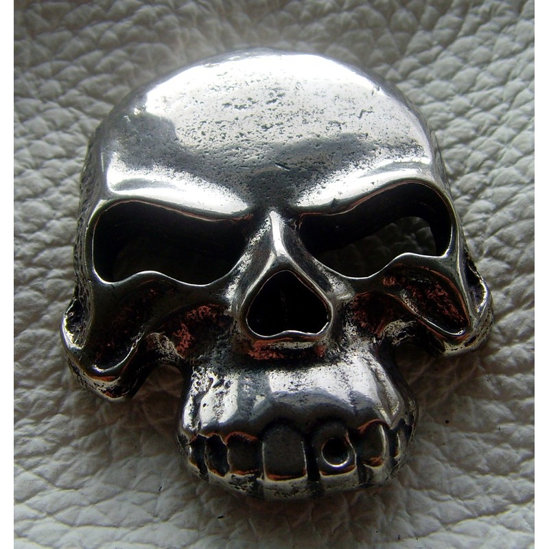 Biker Leather Wallet Skull XXL Black Leather, black, Classic skull