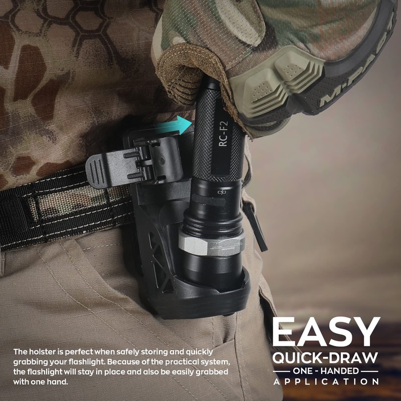 LIVANS Flashlight Holster for Belt, Flashlight Holder with Lever Side