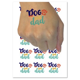 Dog Dad Paw Print Temporary Tattoo Water Resistant Fake Body Art Set Collection - 15 2" Tattoos (1 Sheet)