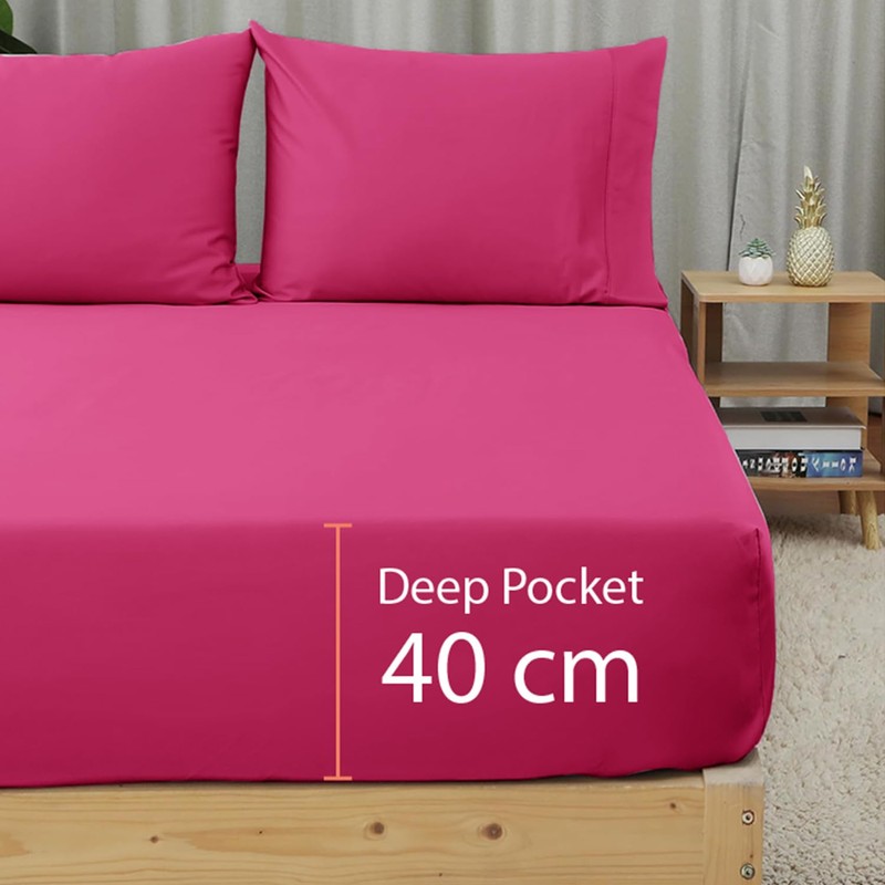 SSW HOMES Fitted Sheet Extra Deep 40cm, Brushed Microfiber Breathable