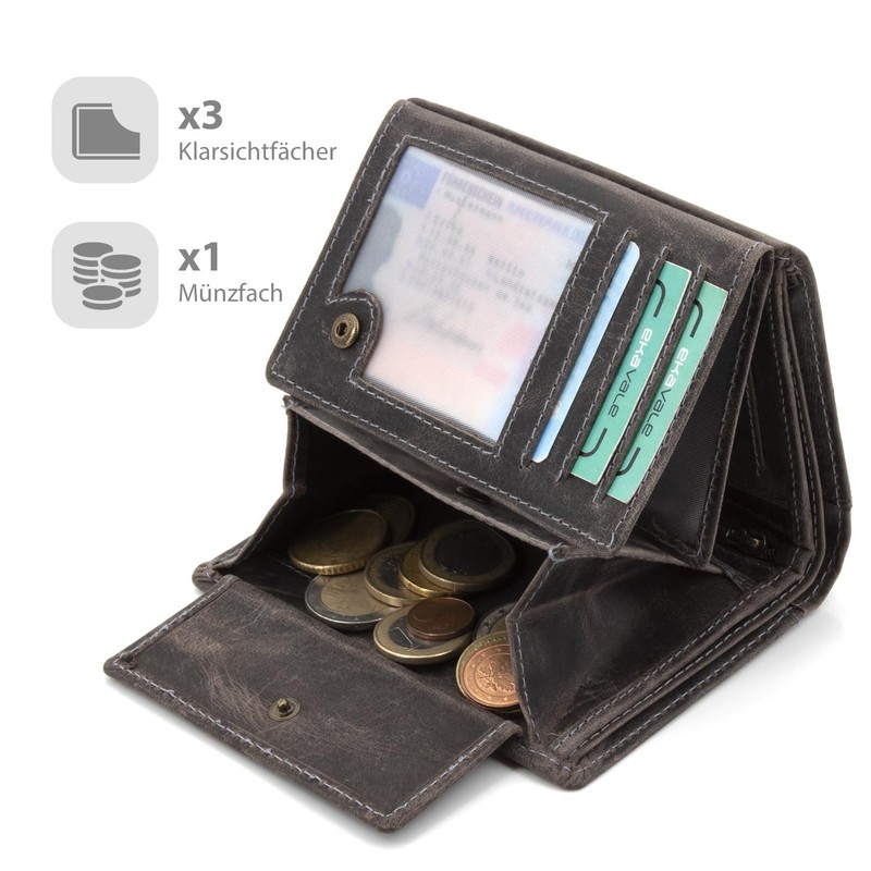 ekavale Men's Leather Wallet with RFID Protection - Practical Portrait