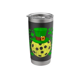 Pickleball with Leprechaun Hat Green Art St Patricks Day Men Stainless Steel Insulated Tumbler