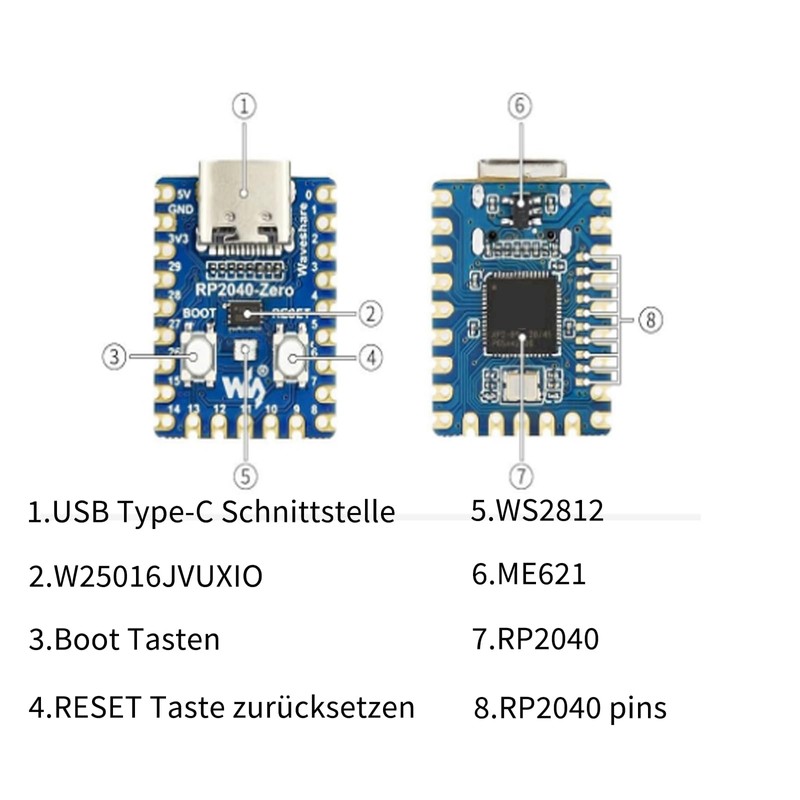 3 x RP2040-Zero, compact microcontroller development board, based on the