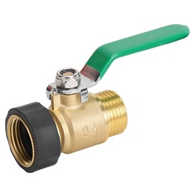 3/4" Brass Garden Hose Shut Off Valve Full Flow, 1-Way Hose Shut Turn Off Valve Heavy Duty Hose On Off Valve With Stainless Steel Long Handle, Fits 3/4 Inch Hose Connector