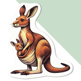 4 x Small 50mm 'Kangaroo with Joey' Permanent Sticker Decals for Cars/Windows/Bins/Walls etc (DW00123596)
