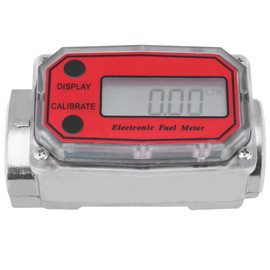 Samfox Digital Turbine Fuel Flow Meter, 15-120L/min 1'' NPT, High Accuracy, Compatible with Diesel, Kerosene, Gasoline, Stainless Steel, Blue or Red