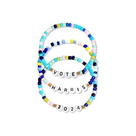 TACBSP Kamala Harris 2024 Bracelets President Vote Campaign Bracelet Merch Kamala Harris Merchandise Beads Stretch Bracelet for Women Men (C)