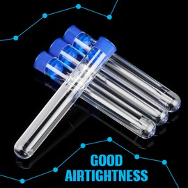 Xuhal 500 Pcs Test Tubes 10 ml Clear Plastic Test Tubes with Caps 16 x 100 mm Small Propagation for Scientific Experiments Plant Propagation Powder Spices Candy Storage (Blue Cover)