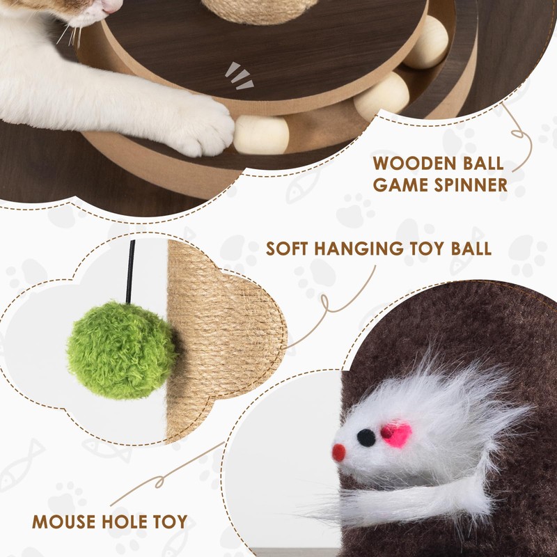 32''Cat Scratching Post, Natural Sisal Cat Scratcher with Toy &