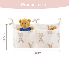 Kaslaider Pack of 2 Baby Bed Organiser Hanging, Crib Pocket Organiser with Cotton Fabric, 2 Compartments, Multifunctional Room Decorator for Changing Bags, Crib, Side Bed, Toy