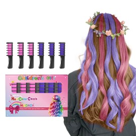 MSDADA New Hair Chalk Comb Temporary Hair Color Dye for Girls Kids with Light Color Hair, Washable Hair Chalk for Girls Age 4 5 6 7 8 9 10 Birthday Cosplay DIY, Easter (Purple & Pink)