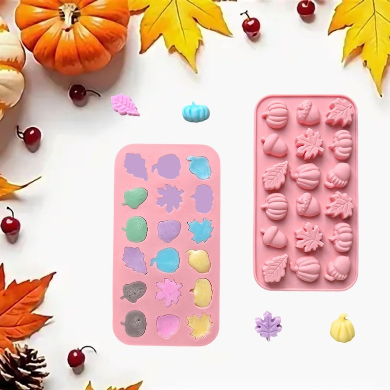 2 Piece Fall Silicone Molds for Chocolate, Autumn Maple Leafs