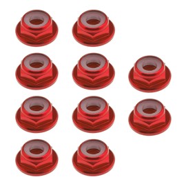 Be In Your Mind 10 Pieces M4 Flange Nuts Aluminium Alloy Nylon Insert Self-Locking Hex Nuts for 1/10 RC Car Truck Buggy Caterpillar Wheels Replacement Parts Red