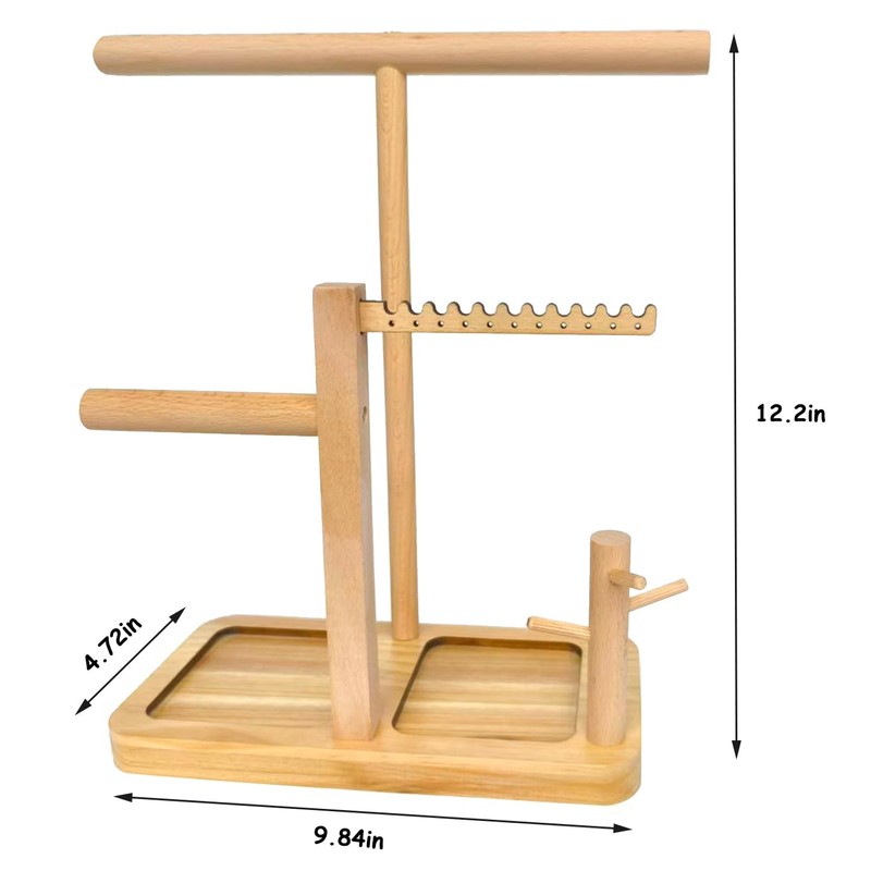Solid Wood Jewelry Tower Organizer - 3-Tier Tree Holder Stand