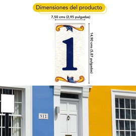 TORO DEL Oro House Numbers and Letters Tile Ceramic Calca Craquelé Style Names & Addresses Large Craquelé Design 7.5 x 15 cm (Separator "White)