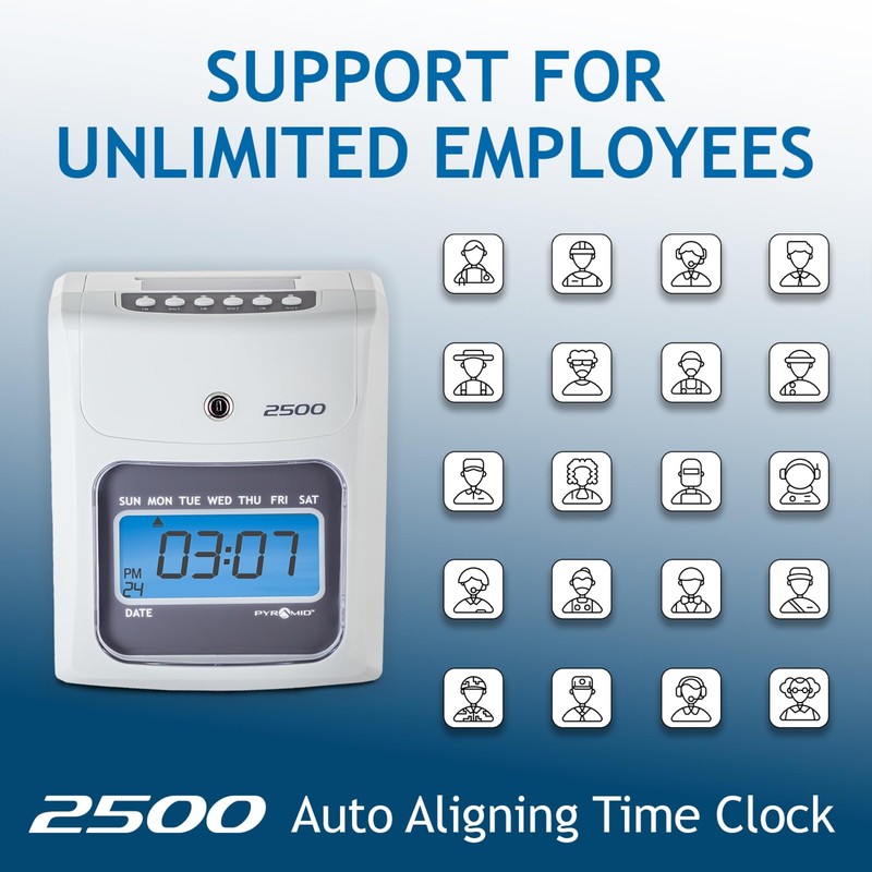 Pyramid Time Systems Small Business 2500 Time Clock Bundle, Unlimited