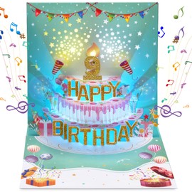 9th Pop Up Birthday Cards, 3D Musical Blowable LIGHT Happy Birthday Cards with Music and Cheers Sound, Popup Greeting Birthday Gifts Card for Girls, Boys, Grandson, Son, Daughter Turning 9 Years Old