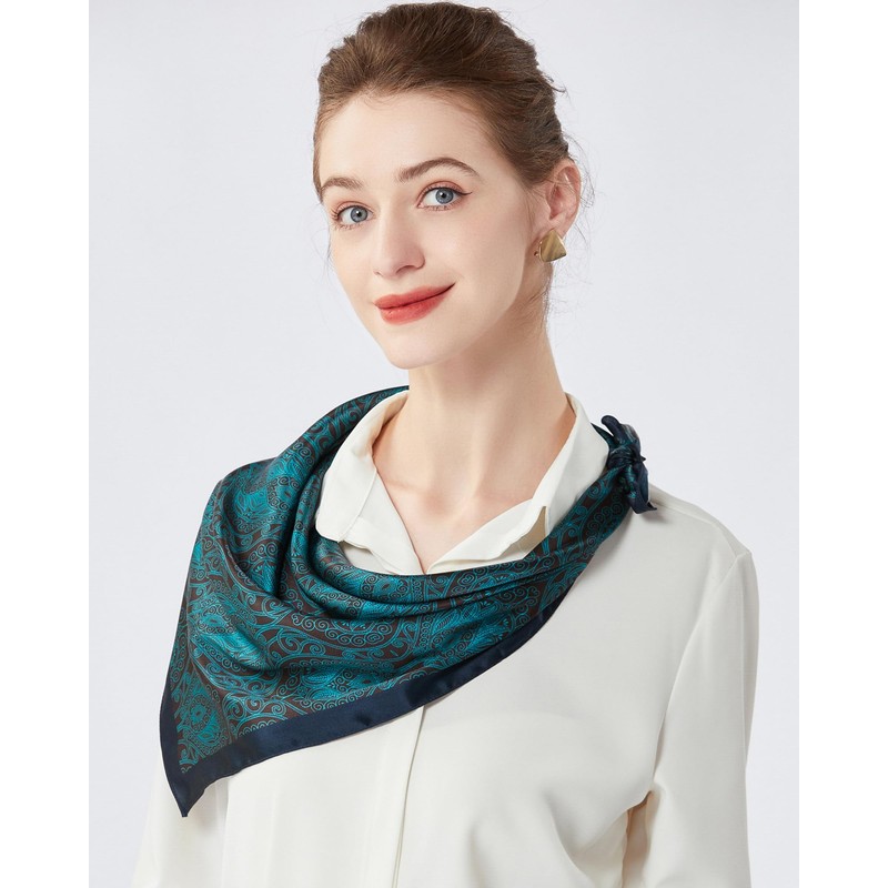 STARWHISPER 100% Pure Mulberry Silk Square Scarf27 x27 Lightweight Neckerchief