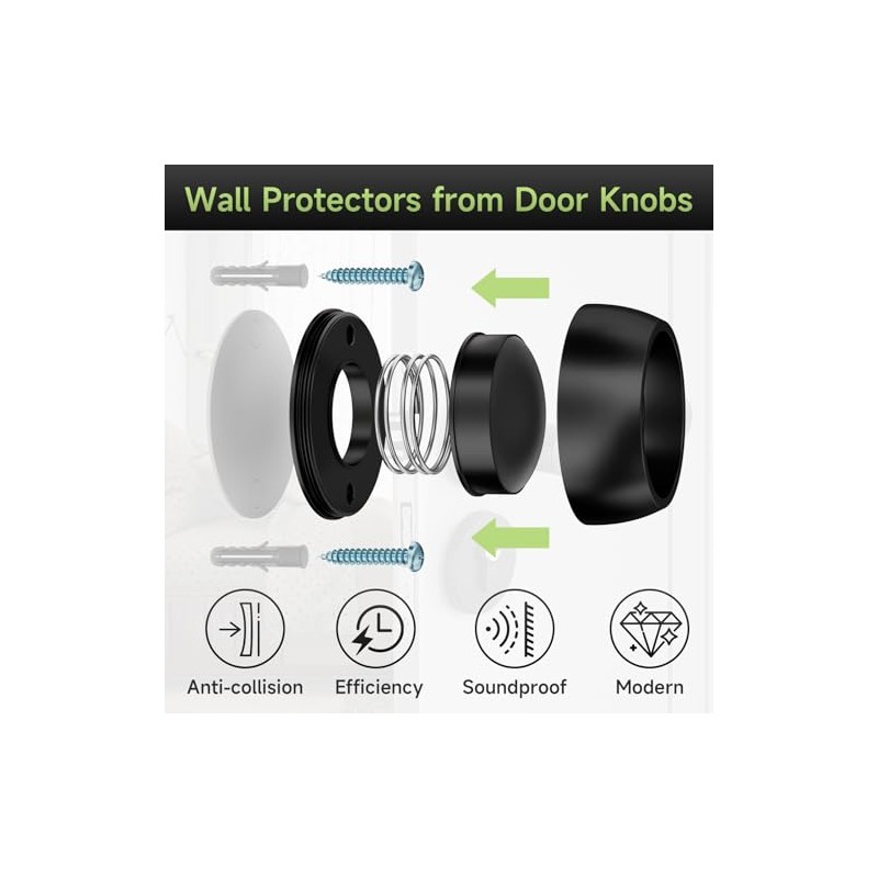 Protector de pared para tope de puerta con cabezal de