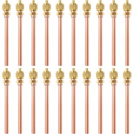 Service Access Valves Kit, 20PC Access Service Valve 1/4'' SAE x 1/4'' OD x 2.5'' Stem Core Brass Copper Refrigerator Access Valves Set, Air Conditioner Service Valve Charge Needle Valve