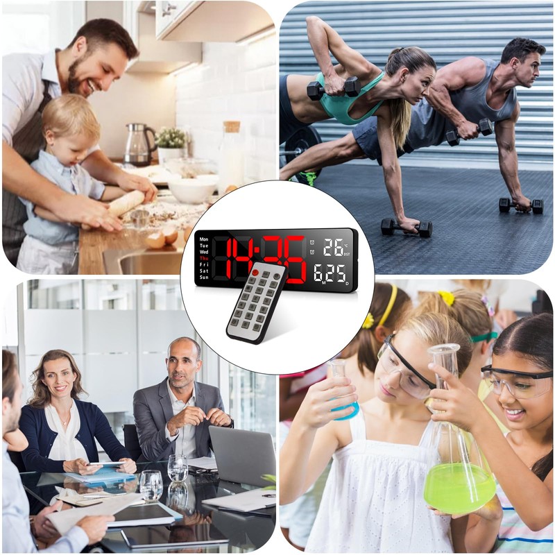 Fuloon Digital Wall Clock, 13 inch Large Display Digital Alarm