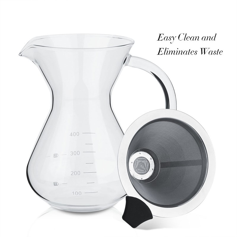 400ml Glass Hand Drip Coffee Maker Filter Pot with Scale