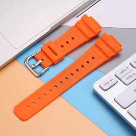 WRISTARMOR Resin Strap Compatible with Caiso G-shock GA2100 GA2110 Men's Rubber Replacement Bracelet Sport Waterproof WatchBand（Orange）