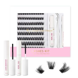 SY SHUYING Lash Extension Kit DIY Lash Clusters 10-16mm 96pcs Individual Lashes Clusters Soft Thin Band Natural Volume Eyelash Extension with Lash Bond and Remover, Lash Tweezers for Self Use 26#