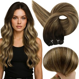 Full Shine 20 Inch Hair Extensions Weft Hair Extensions Human Hair Color Mocha Brown To Honey Blonde Mix Brown Striaght Hair Weft Sew In Extensions Remy hair 105G