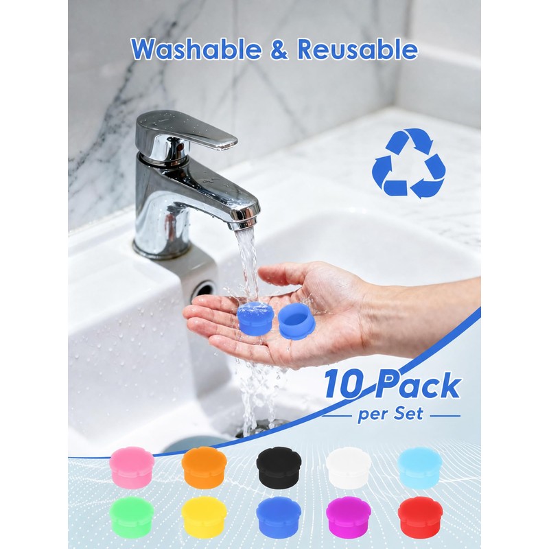 10Pcs 5ml Silicone Peptide Vial Caps, 10 Colors Glass Vial