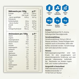 Collagen Powder Vanilla 1 kg - Collagen Hydrolysate Peptides, Protein Powder with Sweetener and Aroma, Wehle Sports Made in Germany Collagen Type 1, 2 & 3 1000 g - Packaging May Vary