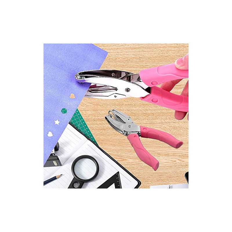 Perforadora de papel de 3 mm con agarre rosa para
