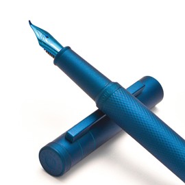 Hongdian Dark Blue Forest Fude Fountain Pen Curved Nib Calligraphy Classic Design with Converter and Metal Gift Box