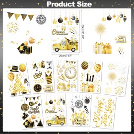 DPKOW 9 Sheets 2025 New Year Window Stickers Decorations, Happy New Year Window Clings for 2025 New Year's Eve Decorations New Year Window Decal Fireworks Cheers New Year Room House Decorations