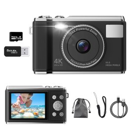 4K Digital Camera, Real 50MP Vlogging Camera with 32G TF Card, 16x Zoom, AF Auto Focus, Anti-Shake Display, 2.83 Inch LED Display, Flash, Camera