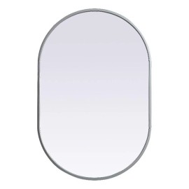 Elegant Decor Asha 20x30" Oval Modern MDF Wood/Iron Mirror in Silver