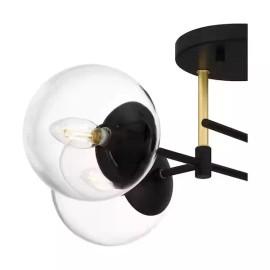 Unbranded Woodleaf 4- Light Matte Black and Gold Semi-Flush Mount w/ Clear Glass Shades