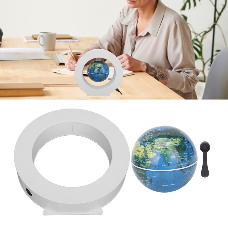 Magnetic Levitation Globe White Built in LED Light Frosted Texture