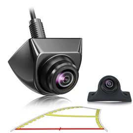 Car Backup Camera with Dynamic Trajectory Guide Line, GreenYi HD 960x720 Reverse Rear/Front/Side View Cam, Adjustable Fisheye Lens, Waterproof Night Vision 170 Degree Wide View(Black)