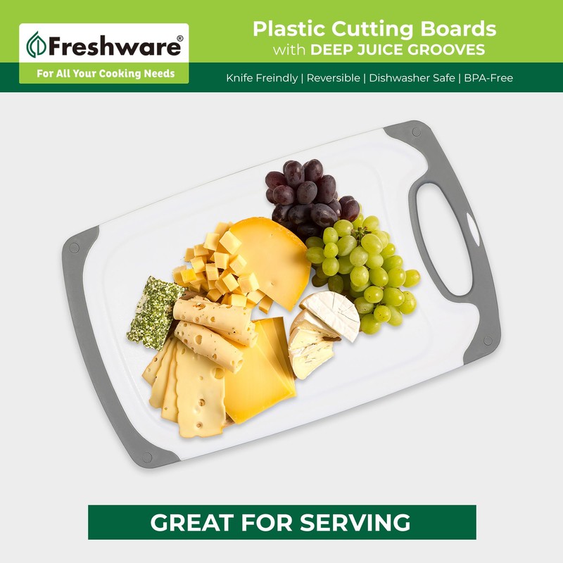 Freshware Cutting Boards for Kitchen, Chopping Board 3-Pack with Different