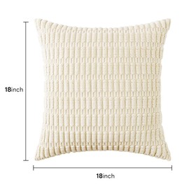 Throw Pillow Covers Set of 2 Velvet Cushion Covers Modern Soft Home Decorative Pillow Case for Living Room Sofa Square Home Decor 18x18 inch (Beige)