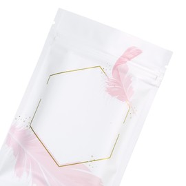 Double Sided White-Pink Smell Proof Resealable Flat Storage Packaging Food, Candy, Cookies treat Bags for Small Business, Bulk, Home Use, Beauty Sample (1000, 2.76 inch x 3.94 inch)