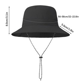 SSKHE Waterproof Bucket Hat UV Protection Beach Sun Hat Fishing Safari Boonie Hat Rain Hat Adjustable Packable Unisex Bucket Hat Adjustable Fishing Hat for Men Women Black