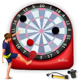 SWOOC Games - Inflatable Giant Kick Darts (15+ Ways to Play) - Jumbo Soccer Dartboard w/Air Pump - Big Carnival Games - Giant Outdoor Games - Oversized Dart Board Yard & Lawn Game for Kids & Adults